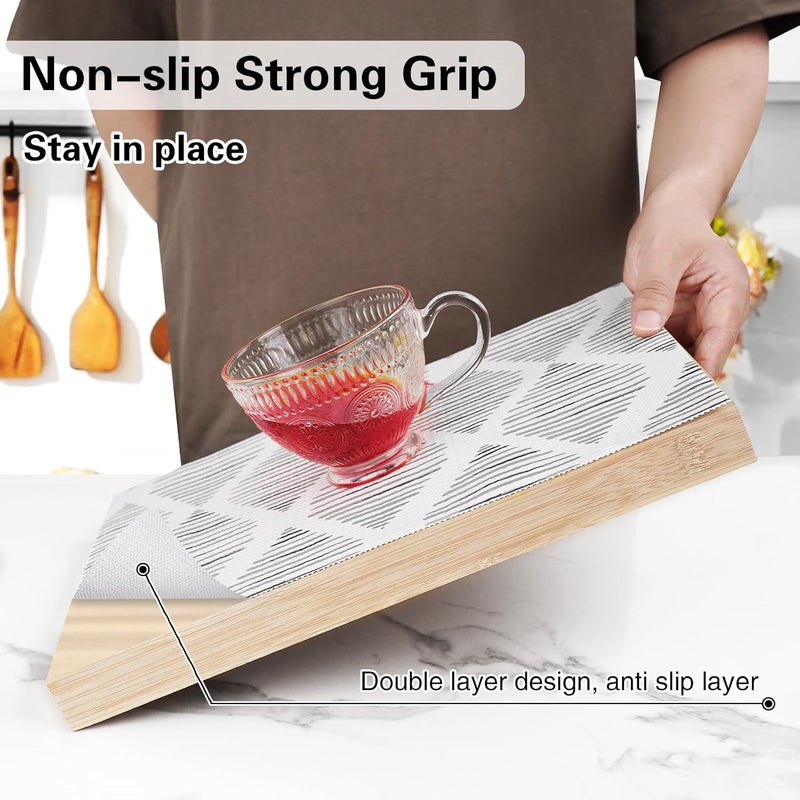 GTJ Drawer and Shelf Liner for Kitchen Cabinet,Non-Adhesive Cabinet Liner 12in x 20FT,Waterproof Shelf Paper Non-Slip Mats Cupboard Liners Contact Protect Dresser/Shelves/Table-Square Stripes - Image 2